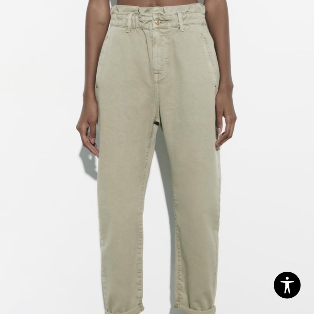 ZARA high waisted paper bag jeans